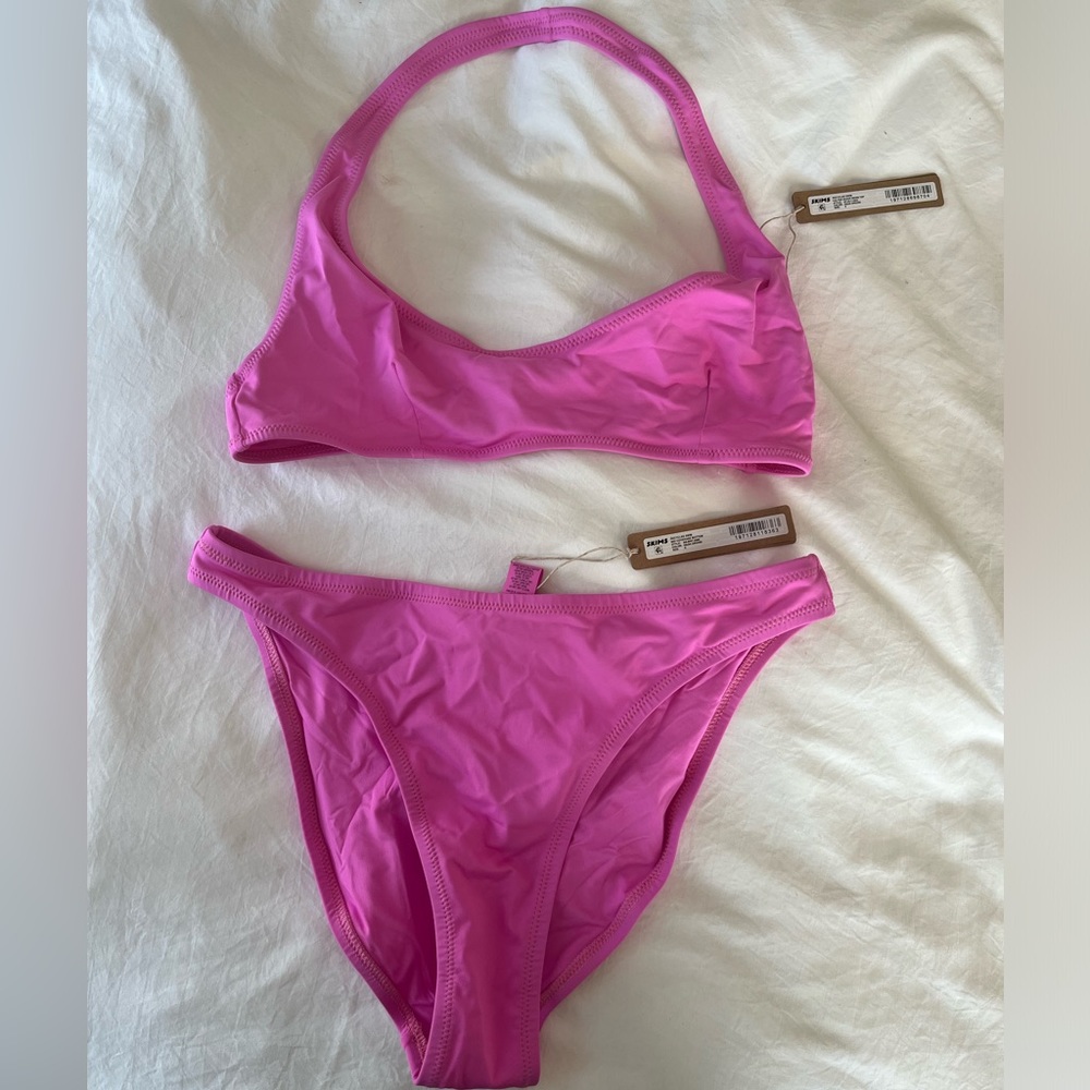 Skims Signature Swim Bikini Set in Neon Orchid.